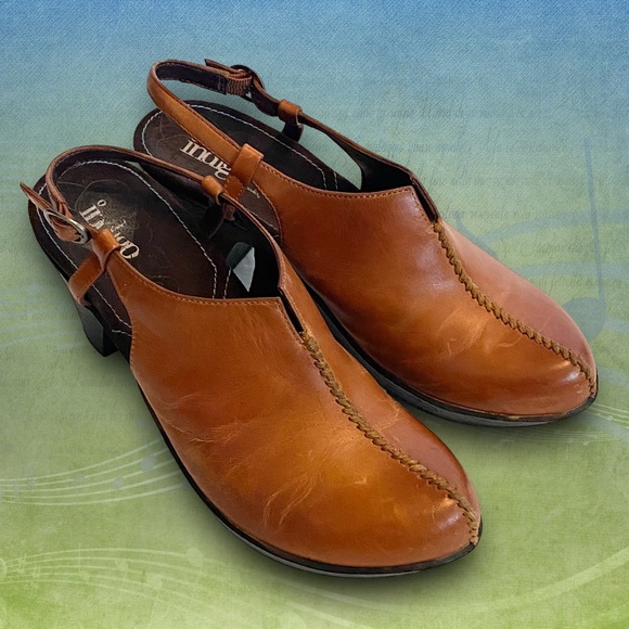 Indigo by Clarks Leather Split Seam Platform Mules Clogs Heels Slingback SZ 6M - Picture 4 of 11